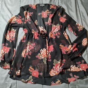 Express sheer floral blouse